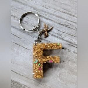 Letter F resin keychain